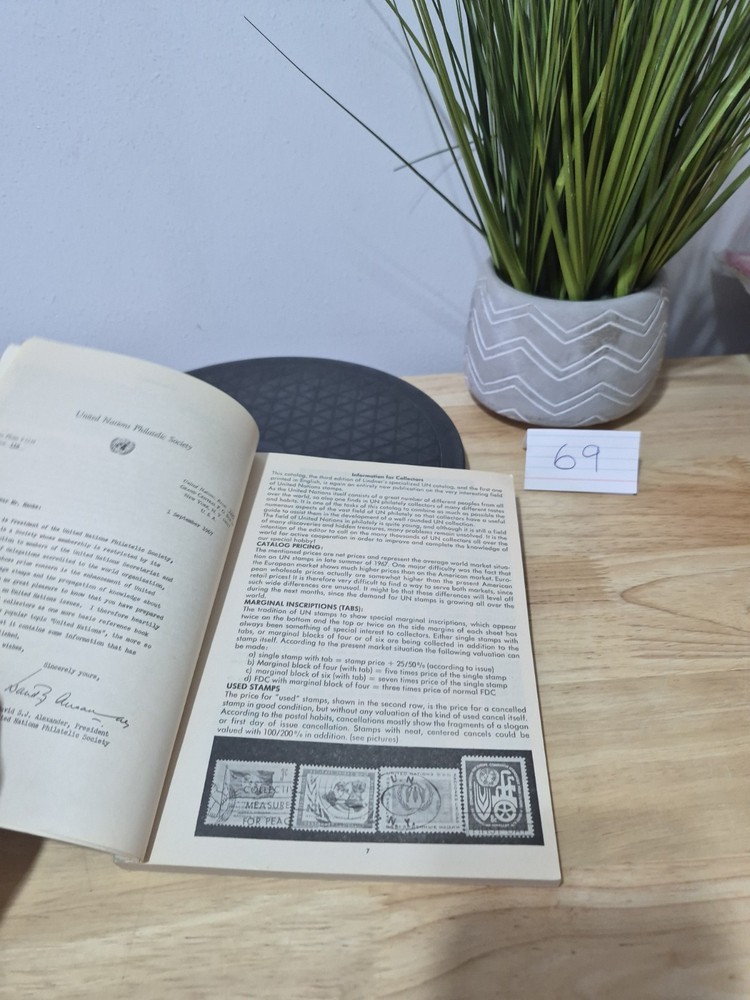 1968 United Nations Stamp Collector Catalog Book