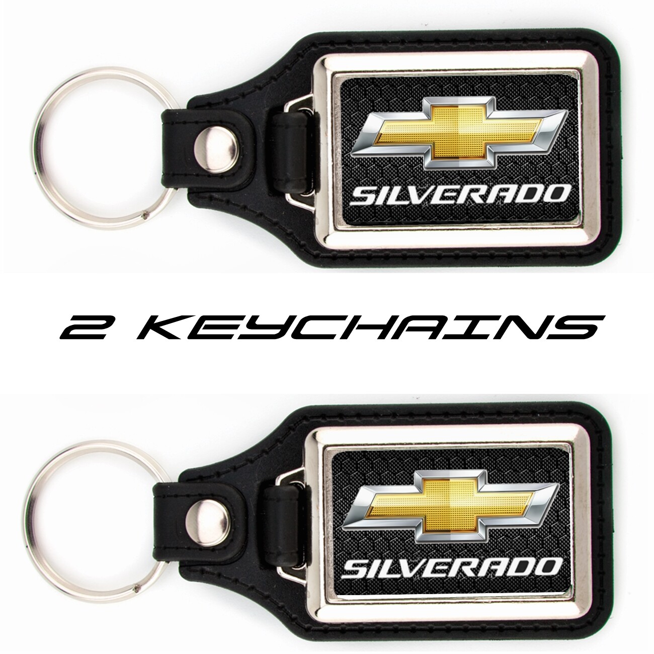 SILVERADO KEYCHAIN KEY CHAIN GM CHEVY CHEVROLET RING 1500 2500 2 PACK