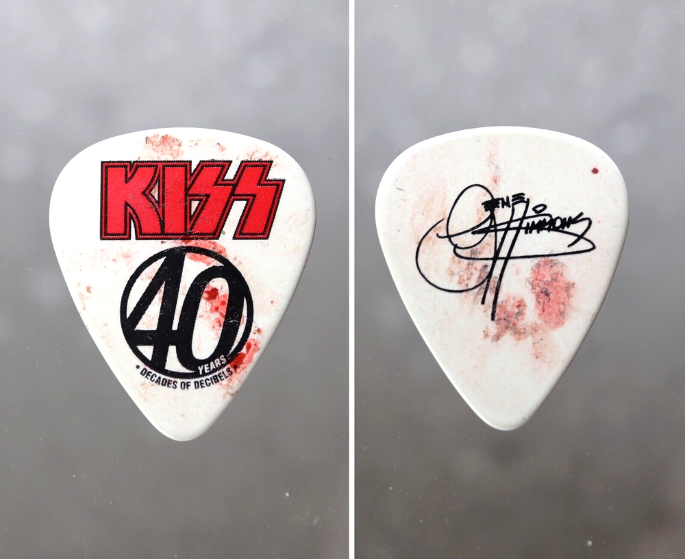KISS - Gene Simmons Tour Guitar Pick ~ 8/28/2014 St. Louis MO ~ RARE Stage Blood