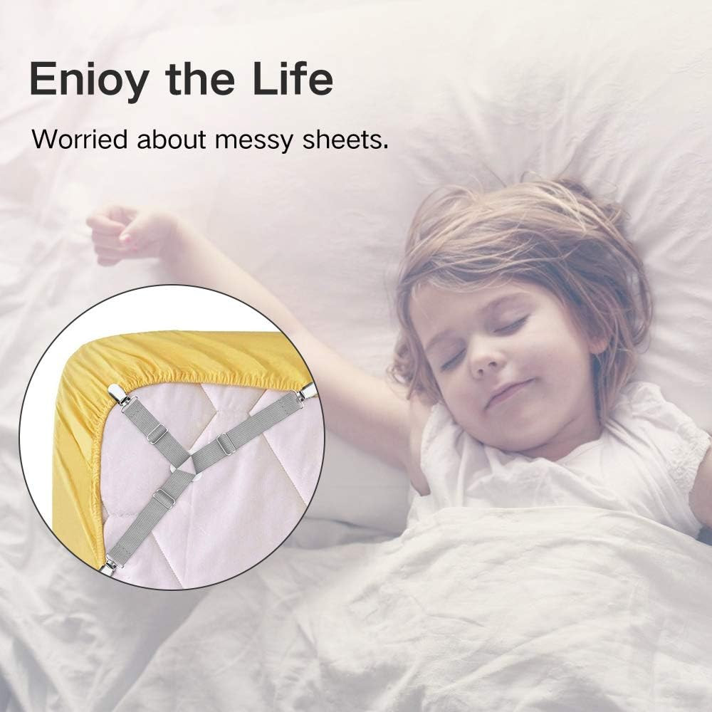 Bed Sheet Holders, 4 pcs Adjustable Fitted Sheet Straps for Bed Corner, bedsheet