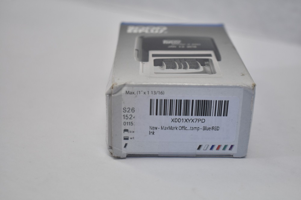 MaxMark Office Date Stamp w Completed Self Inking Blue/Red Ink 2000 Plus