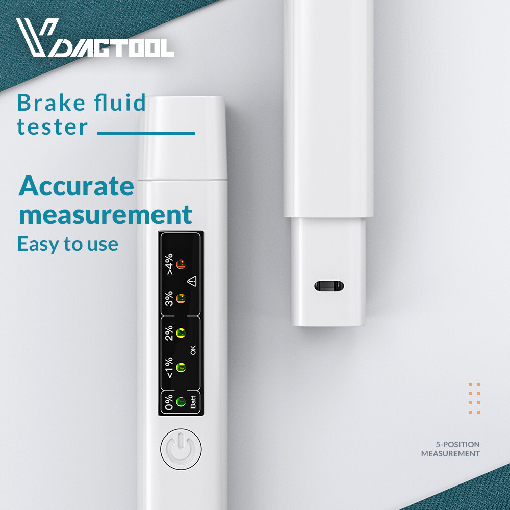 Auto Liquid testing Brake Fluid Tester pen 5 LED Light display for DOT3/DOT4