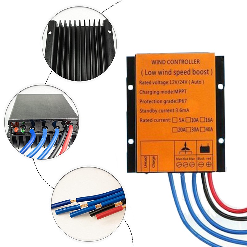 2000W DC 48V Wind Turbine Generator MPPT Boost Charge Controller PV Regulators