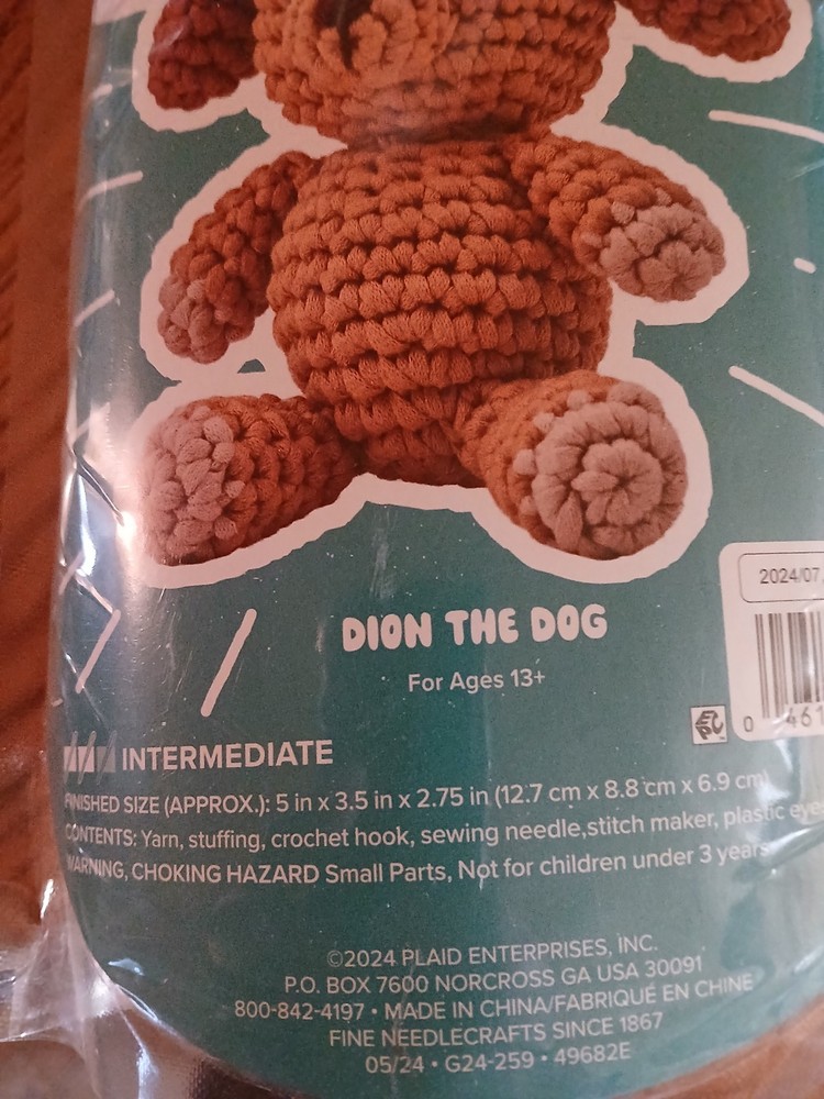 New Bucilla Complete Crochet Kit Intermediate Dion The Dog