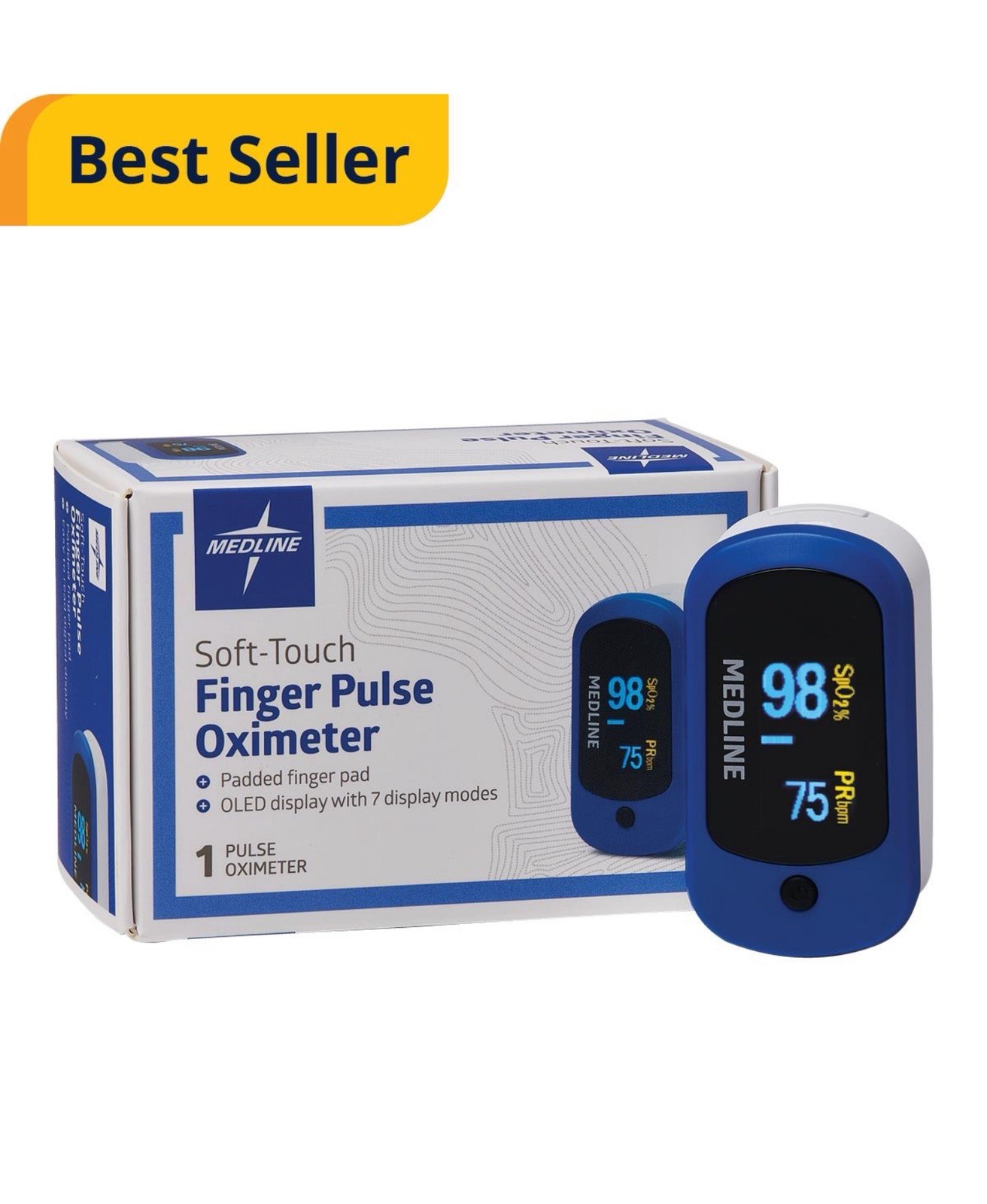 Finger Pulse Oximeter SpO2 Heart Rate OLED | Medline Soft-Touch -Medical Grade