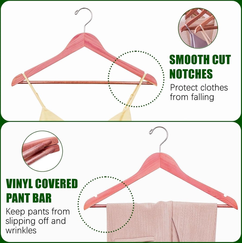 30 Pack American Red Cedar Hangers, Smooth Finish Wood 30,