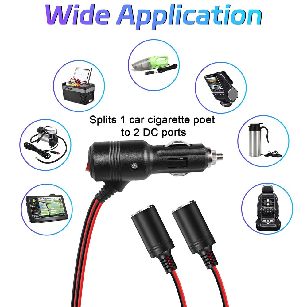 Universal Car Cigarette Lighter Adapter with Switch 2-Socket 12V/24V Splitter