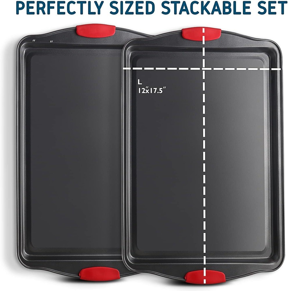 Baking Sheet Set, 2-Piece Large Cookie Set 2 Sheets, Black