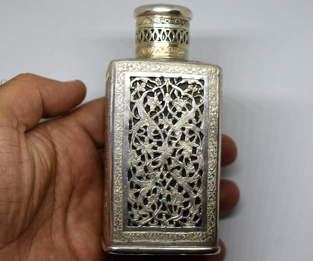 Exquisite Detailed Hand Crafted Silver Bottle