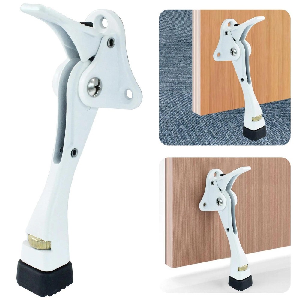 1 Pack Kick Down Door Stopper, White Heavy Duty Kickdown Door Stop for Bottom...