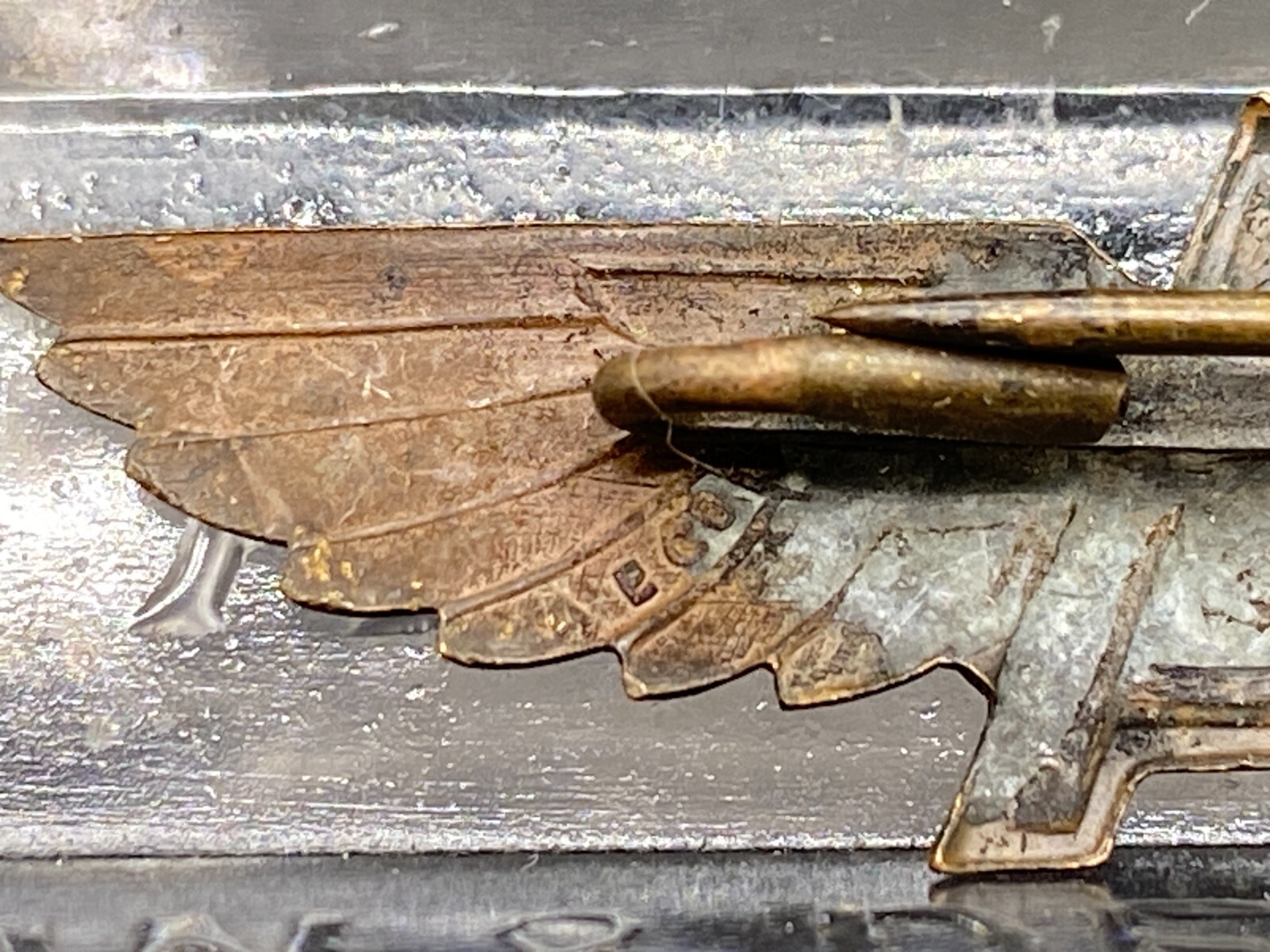 Vintage Flying A gasoline wings pin A. E. Co, Utica New York 2" wings