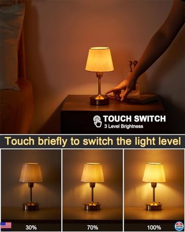 UMEXUS 2-Pack Mini Cordless Table Lamps - Rechargeable Touch-Control Dimmable