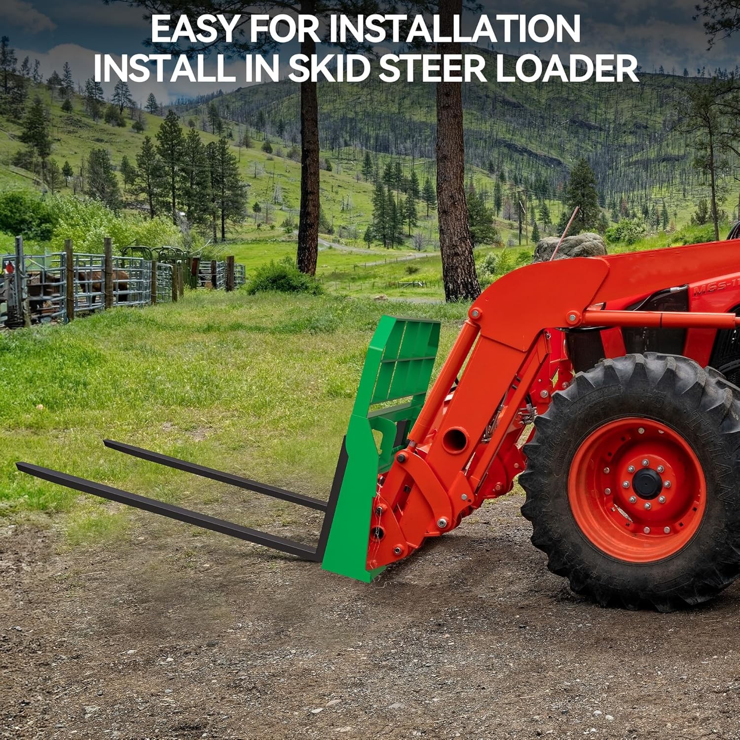 4000 Lbs Quick Attach Pallet Forks 45" Frame 48" Blades for  Skid Steer Tractors