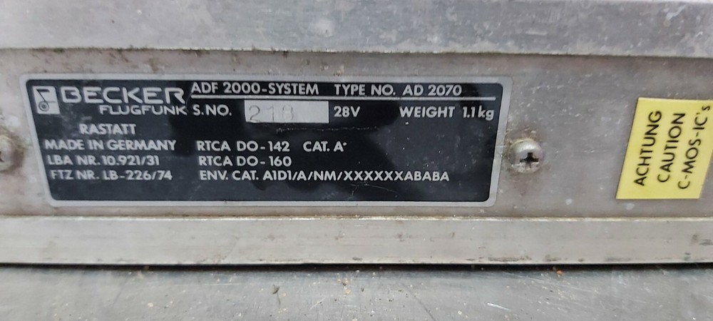 Becker Avionics ADF 2000-System AD 2070 Receiver Make Offer!