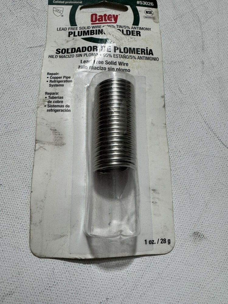 Oatey 53026 Wire Solder, 1 Oz Carded, Solid, Gray