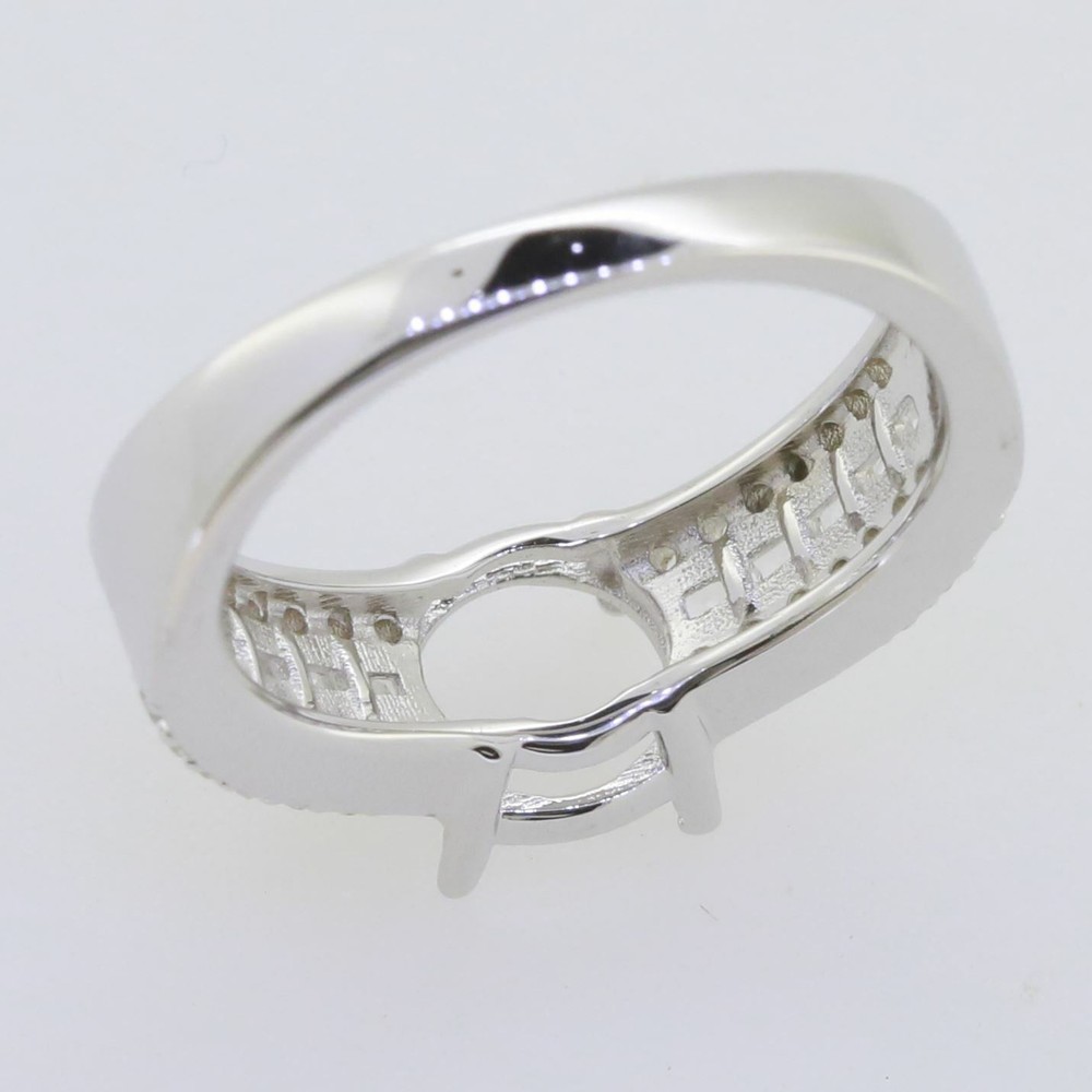 Sterling Silver Semi Mount Ring Setting Round RD 8.0mm White Topaz