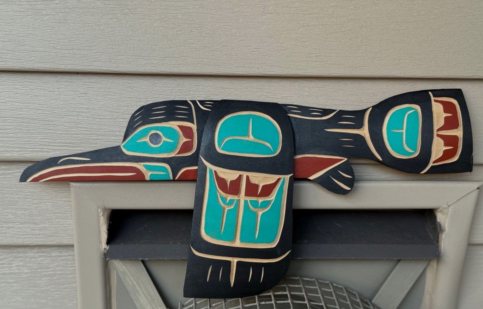 Northwest Coast Native Large Beautifully Detailed Yellow Cedar Hummingbird