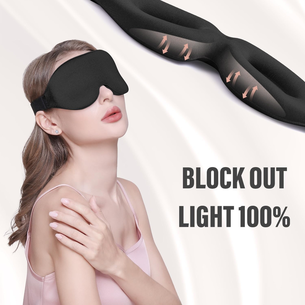 Sleep Mask for Side Sleeper, Complete Light Blocking 3D Sleeping Eye Mask, Soft