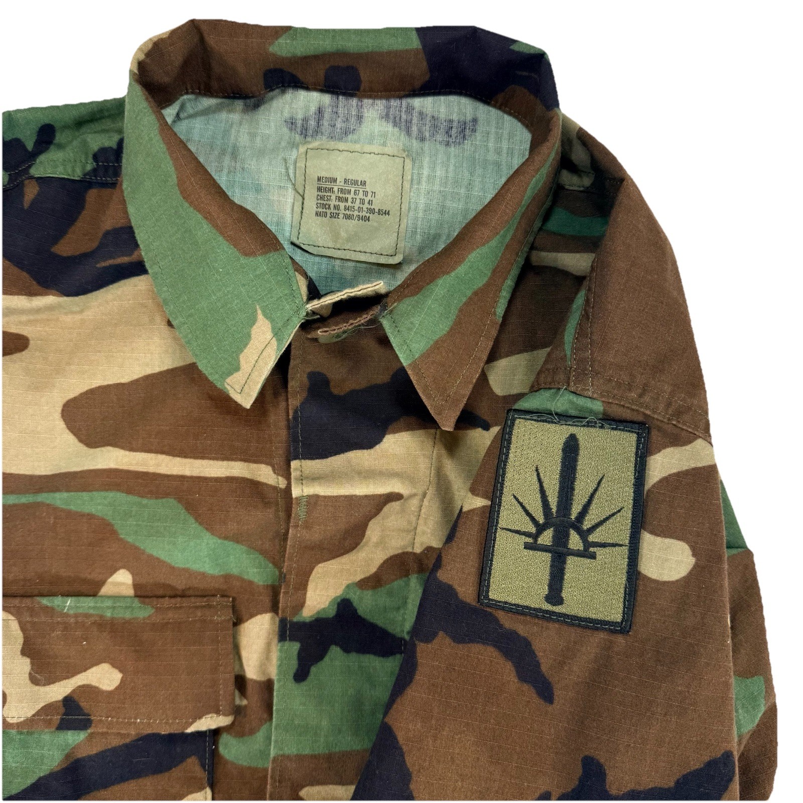 US Army Woodland BDU Jacket Medium Regular 1999 Combat Coat Vintage Military