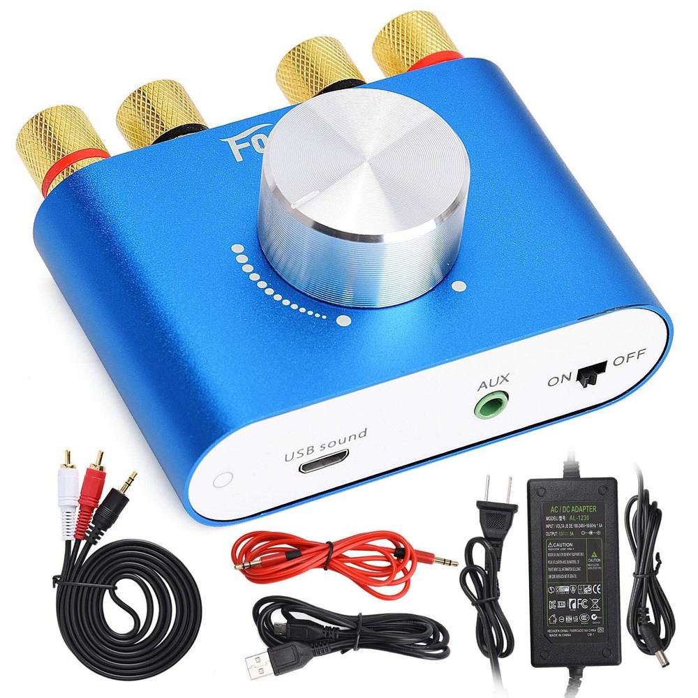 Wireless Stereo Amplifier with Bluetooth 5.0 Connectivity, Compact Design