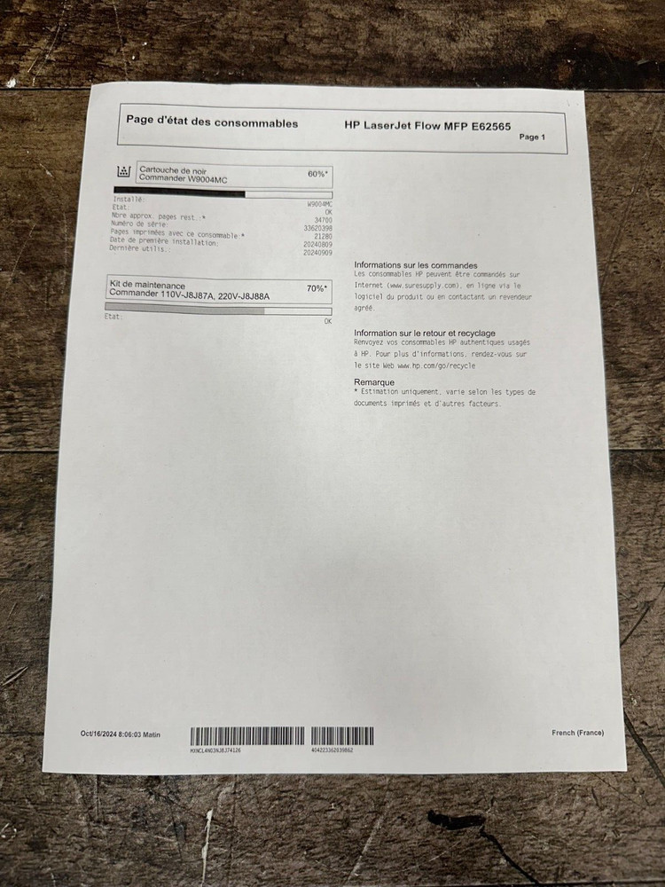 HP Laserjet Managed Flow MFP E62565 Printer