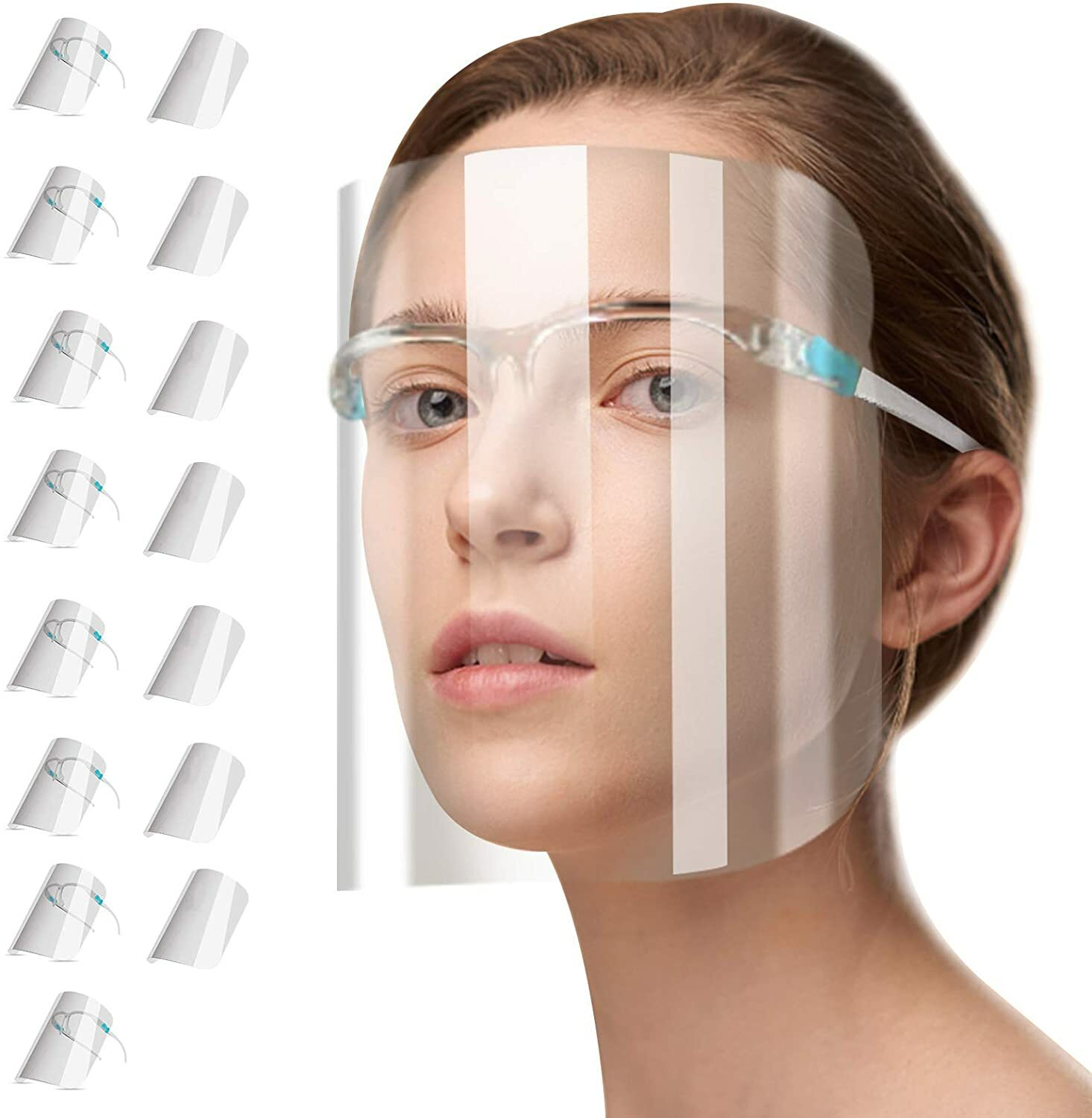 15 Glasses Plus 8 Frames Face Shield Guard Mask Safety Protection Reusable