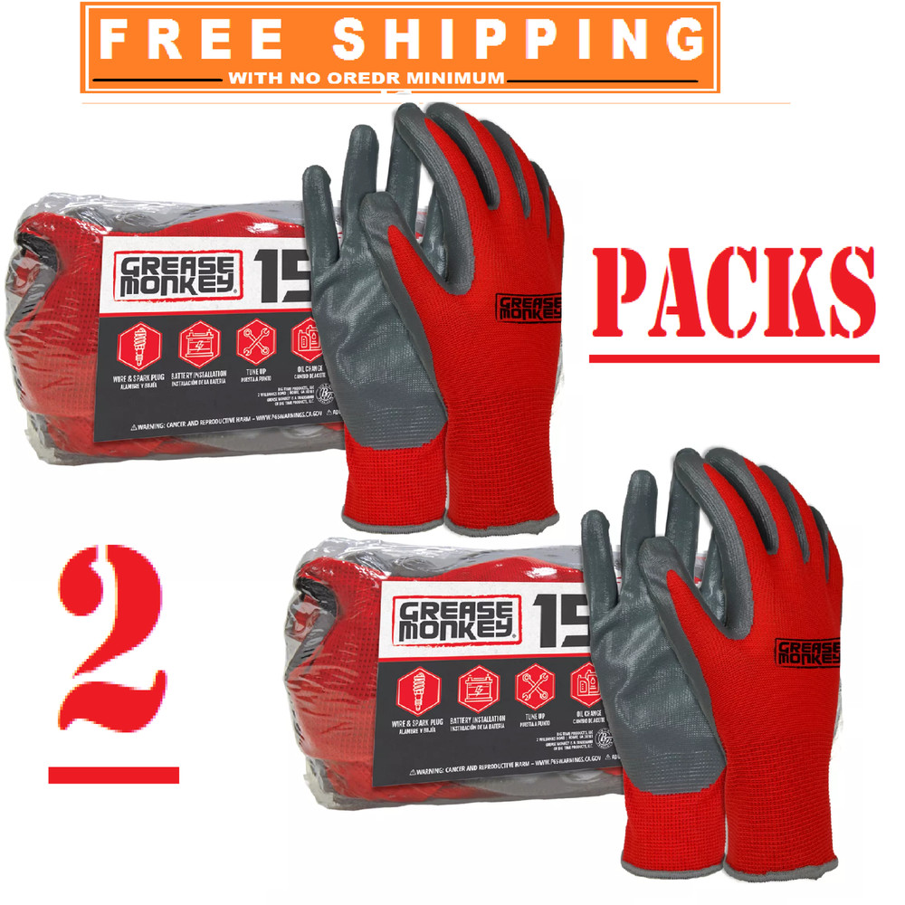 2 Pack Grease Monkey Nitrile-Coated Work Gloves (15 pk.)