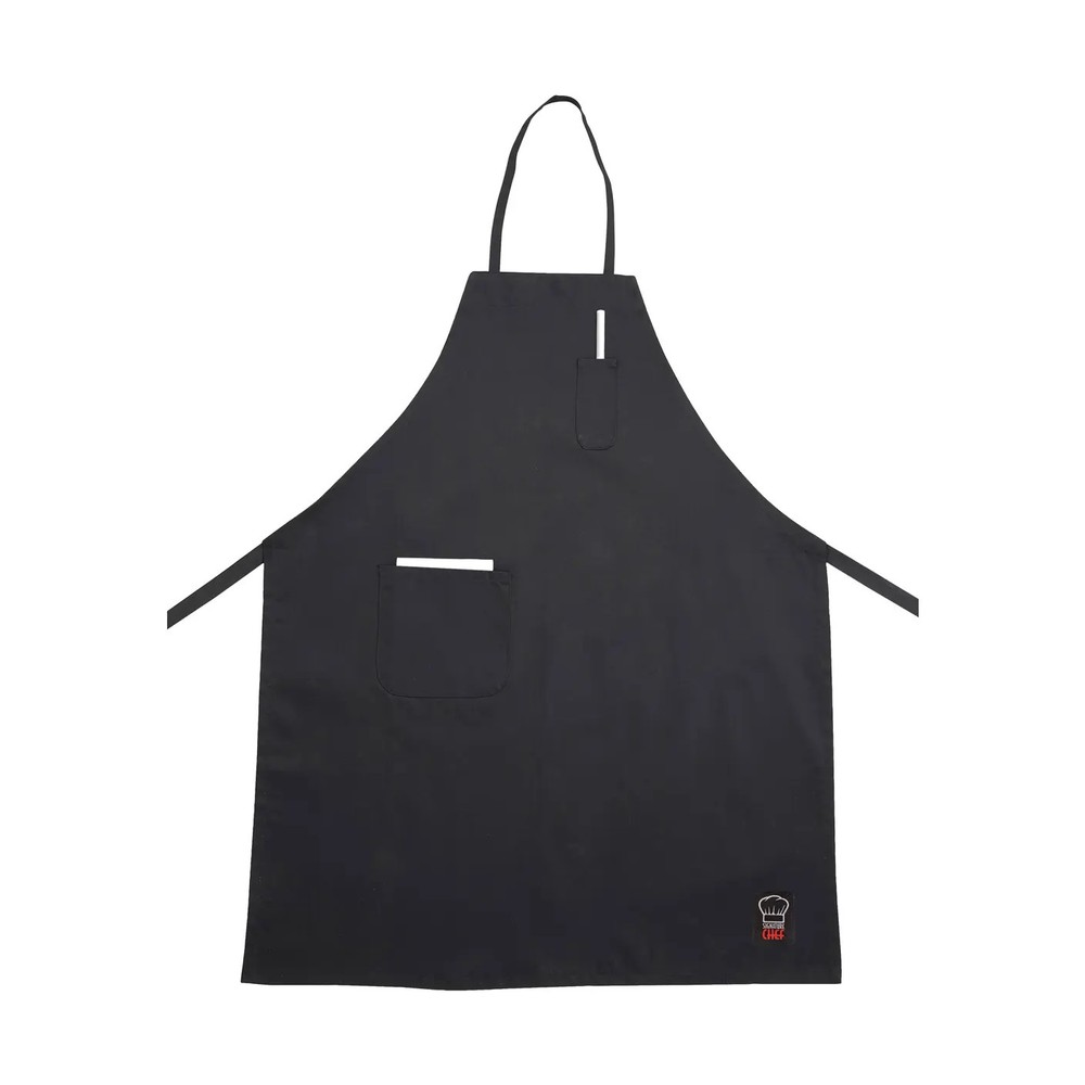 Winco BA-PBK Black Full Length Bib Apron