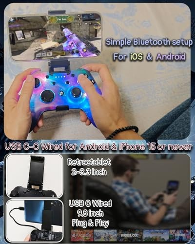 Wzuiсov RGB Game Controller for Switch, PC, iOS & Android | Wireless Red&Blue