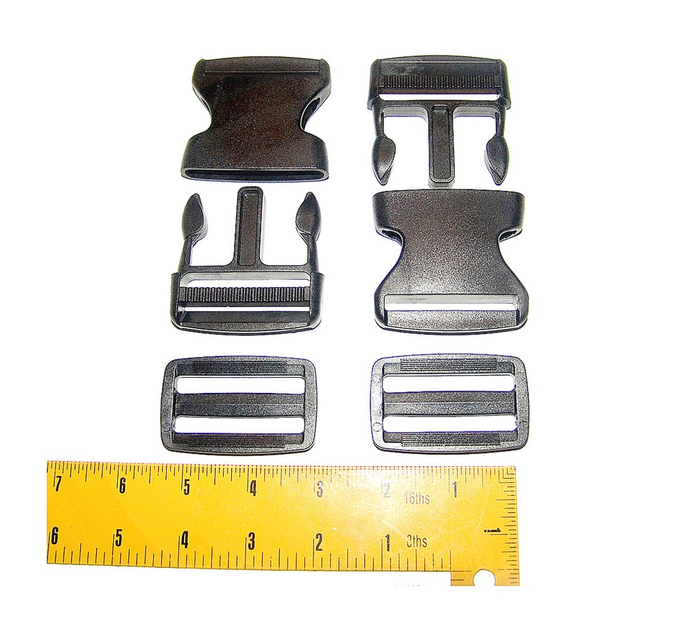 Quick Release, Side Release w/ Webbing Slide, 2" Plastic, 2 Piece Set