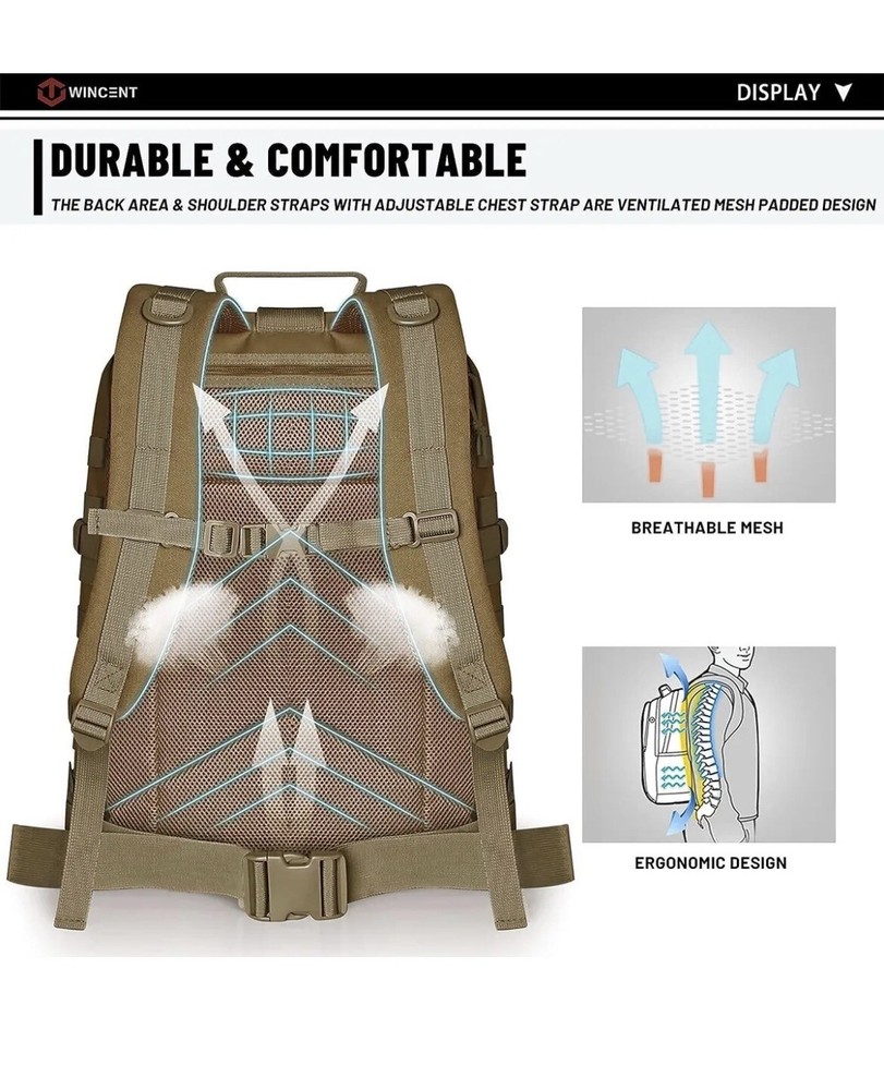 WINCENT Multi Function Military Tactical Assault Backpack w/Double Stitch ✅🔥✅