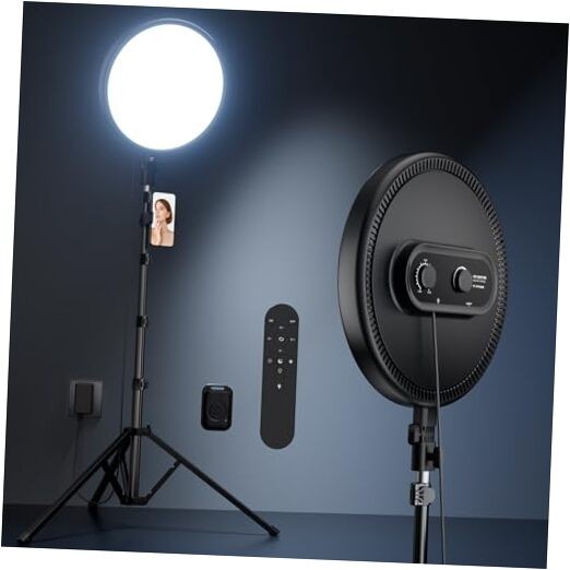 Large Ring Light with 72" Tripod Stand, 6500K Full-Screen Selfie Ring Light