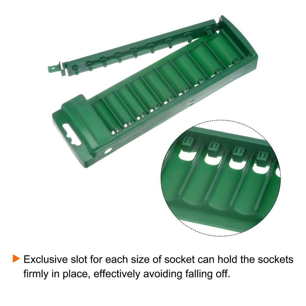 Socket Organizer 3/8" Drive 9 Slots Portable Deep Socket Clip Rail Holder