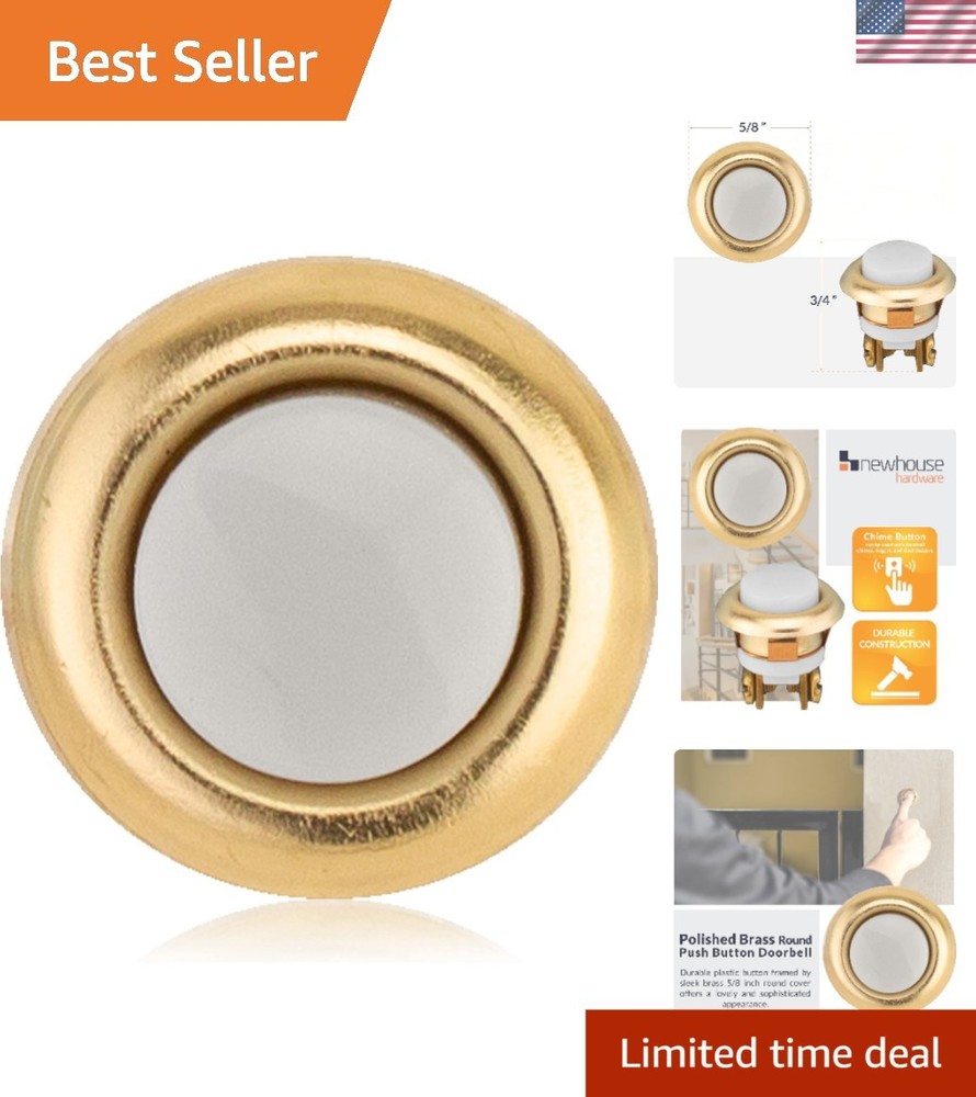 Sophisticated Unlighted Brass Doorbell Button - Durable Wired Style, 1-Pack