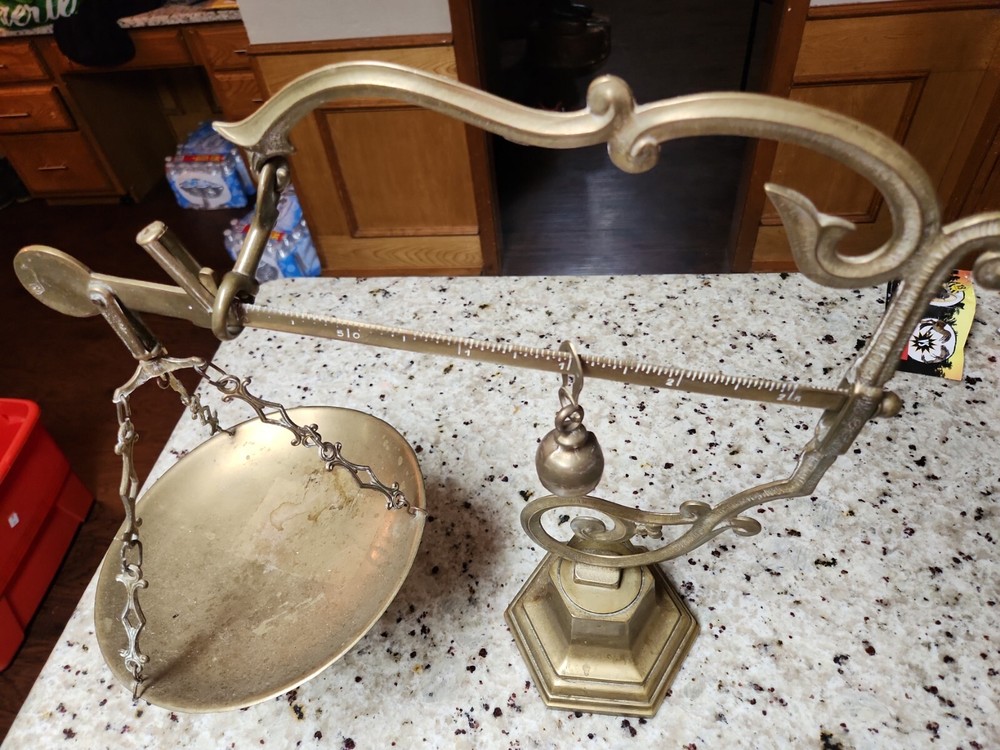 Antique Brass Scales Weight