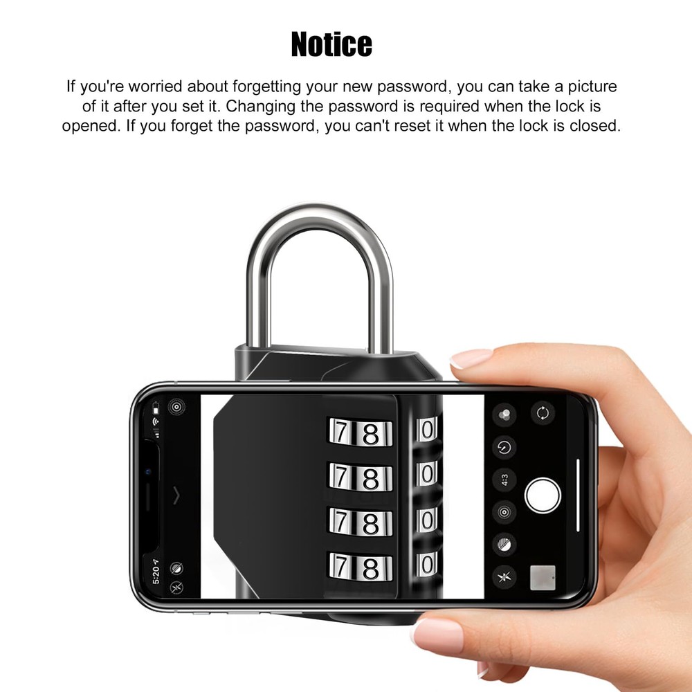 2PCS Combination Lock Waterproof 4 Digit Padlocks with Combination Code Zinc