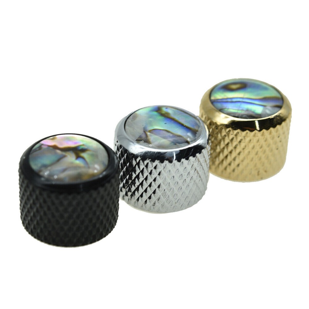 KAISH 19.5mm Abalone Inserts Dome Knobs Guitar Bass Knobs fits PBass/Tele Chrome