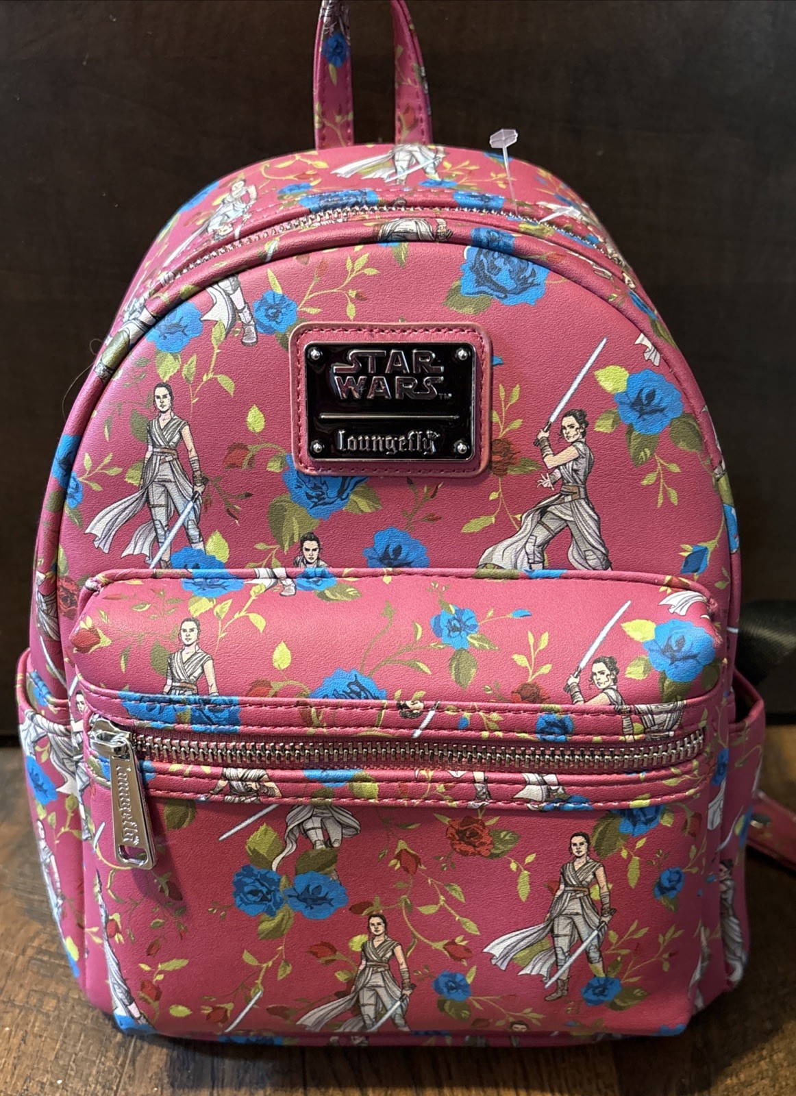 Loungefly Disney Star Wars Pink Floral AOP Rey Mini Backpack NWT