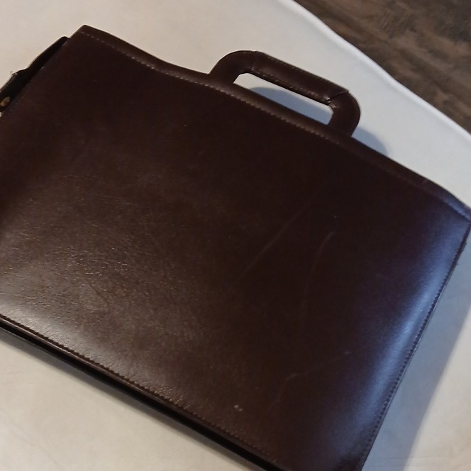 Heritage Brown Briefcase Document Case with Push Lock, Zip, Inner Pockets
