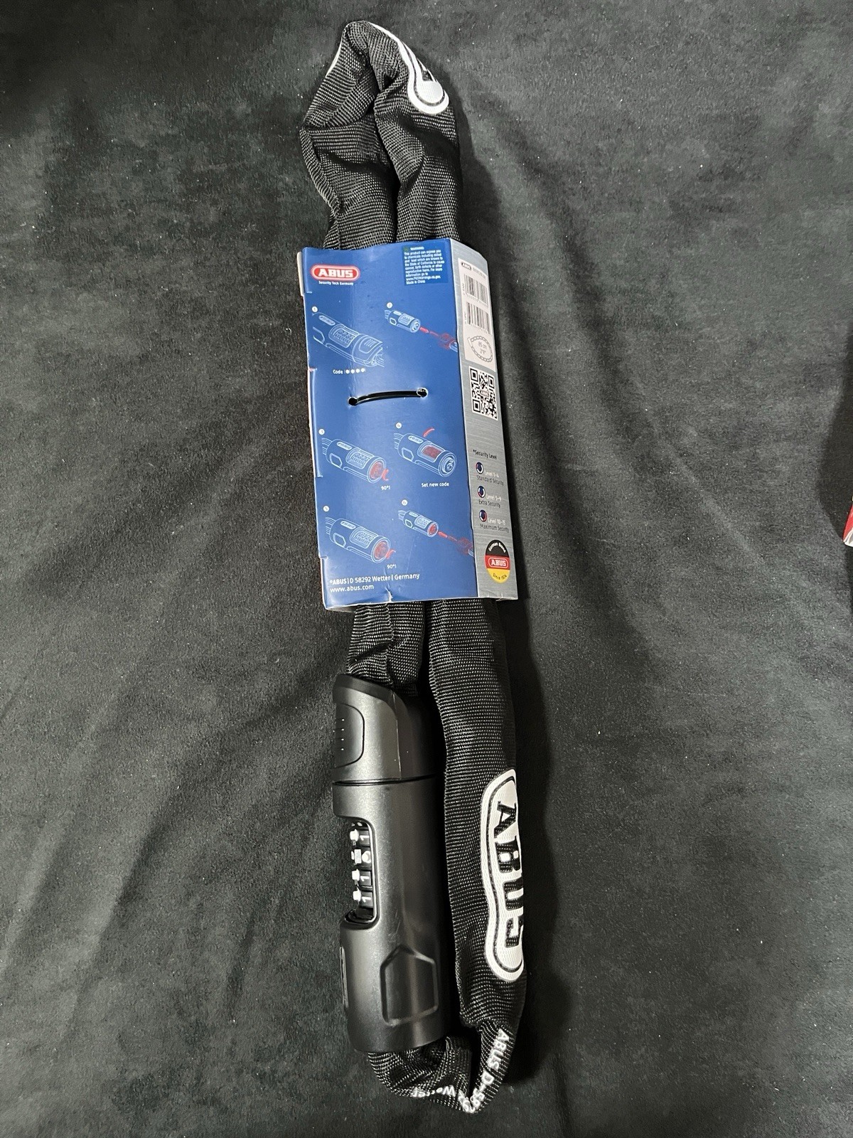 Abus 8808C Chain Lock - Combination, 2.9', 8mm Square, Black