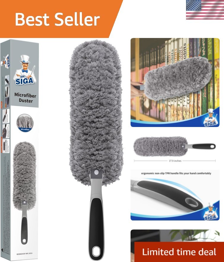 Lint Free Microfiber Duster, Washable Duster for Household Cleaning Gray