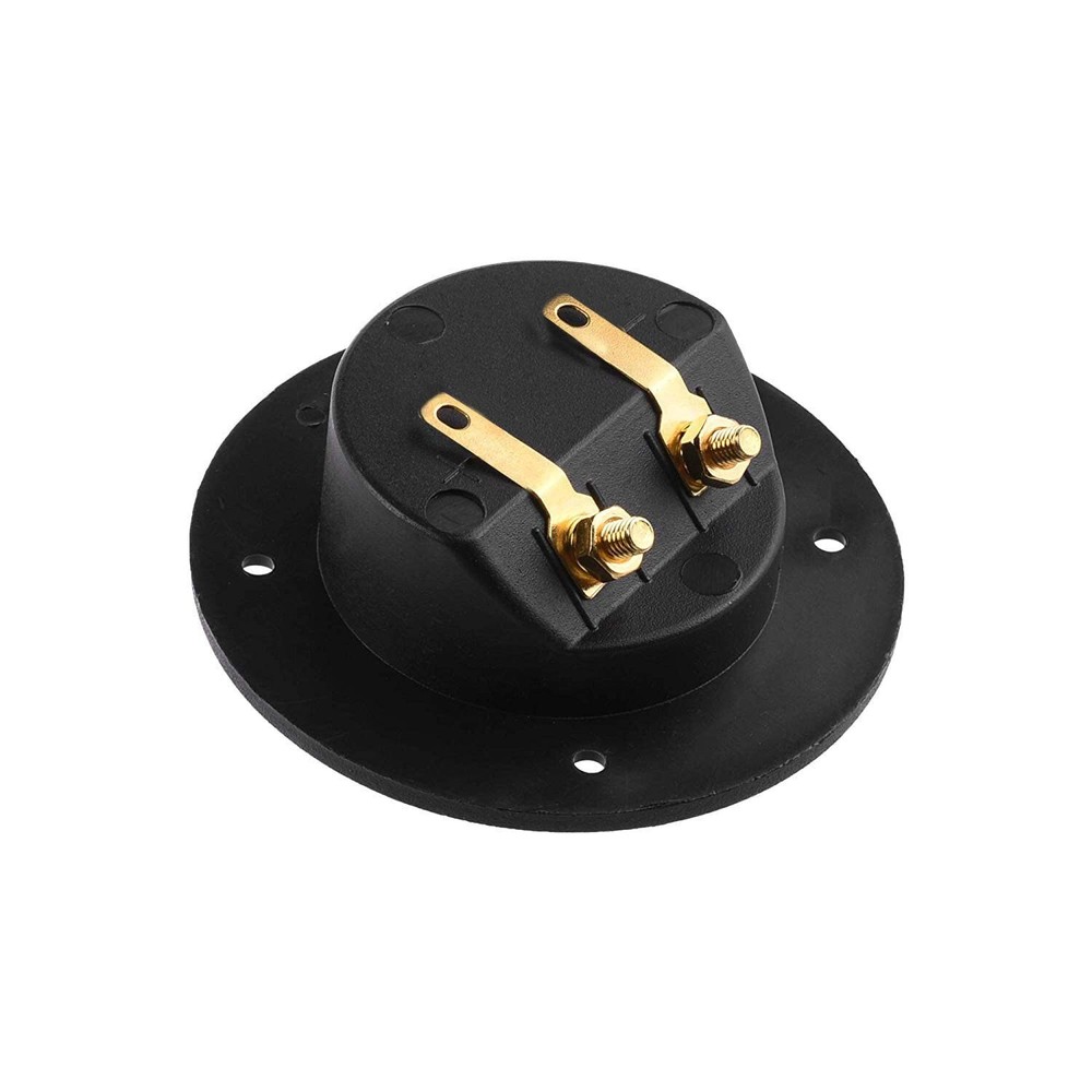 BLUECELL 1 Pair 3-Inch Double Binding Round Gold Plate Push Spring Loaded Jacks