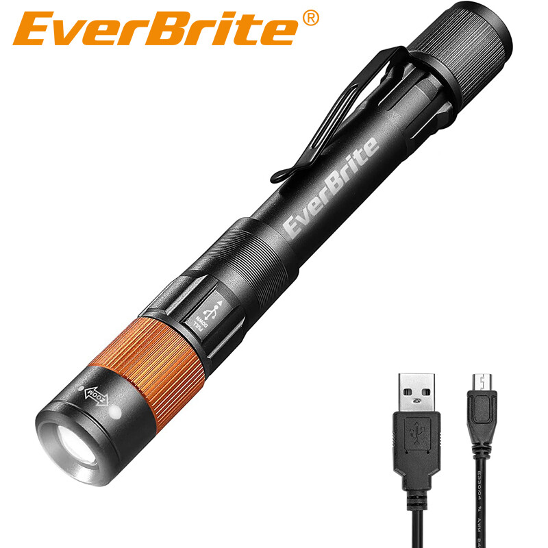 EverBrite Rechargeable Pen Light 4 Lighting Modes Zoomable Handheld Flashlight