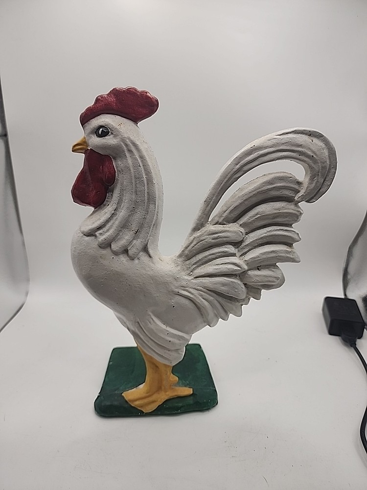 VINTAGE CAST IRON ROOSTER DOORSTOP 9.5"