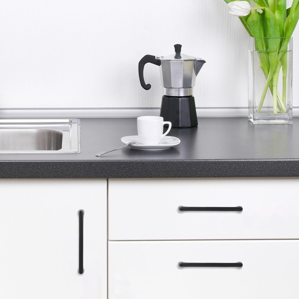 10 PCS 61/4 Inch 160mm Matte Black Kitchen Cabinet Pulls Solid Drawer Handle