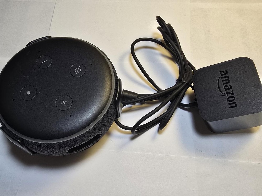 Amazon Echo Dot (3rd Gen) Smart Speaker with wall mount Charcoal Black