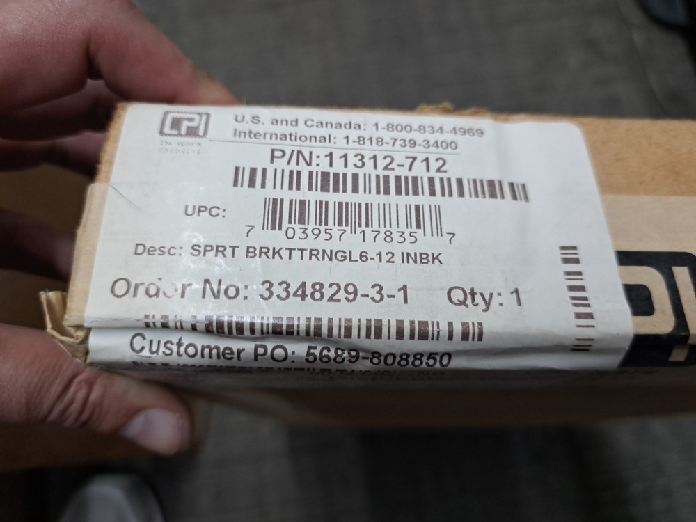 CPI 11312-712 Triangular Support Bracket, Black 12" *New* Free Shipping!!