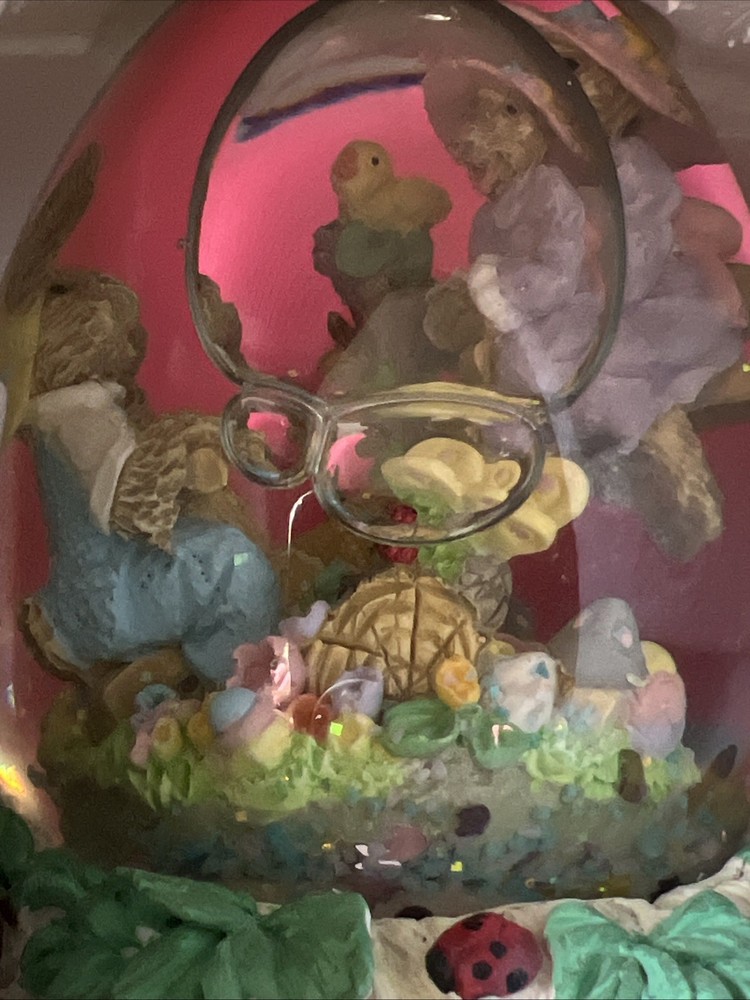 Easter Bunny Egg Shape Water Globe With Musical Easter Parade Wind Up Spring