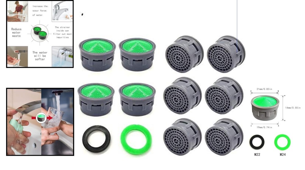 Durable Abs Sink Aerators - Impurity Filtering & Efficient Water Flow, 10 Pack