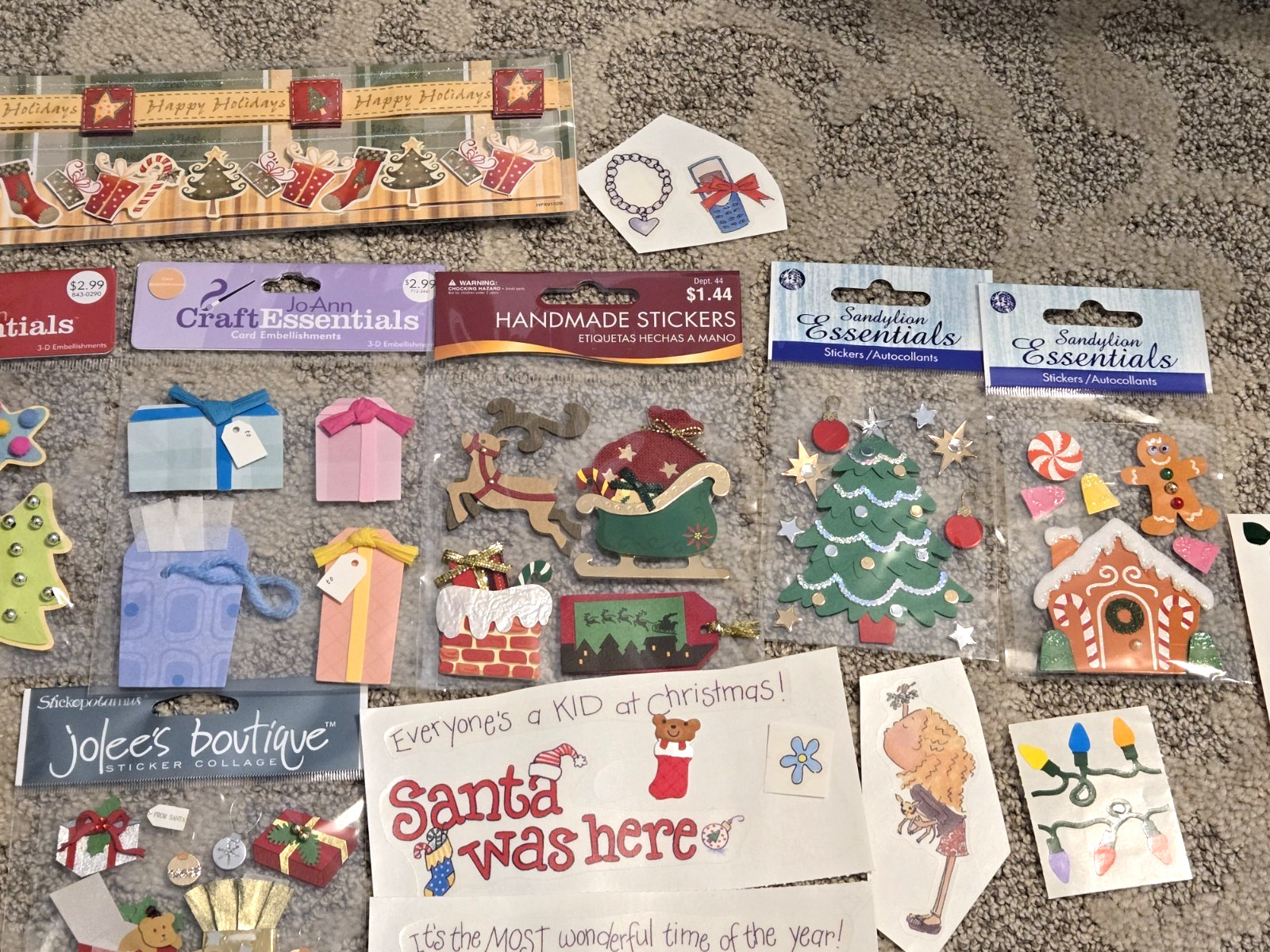 Holiday Sticker Lot Jolee's Christmas, Valentine's, Easter, Halloween, +++ NEW
